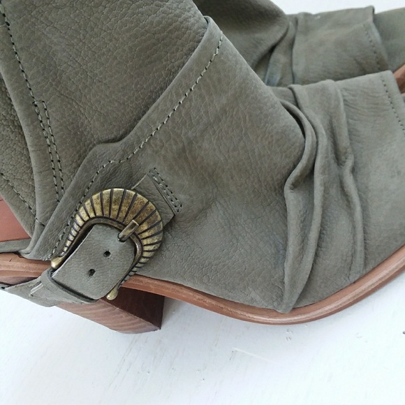 NEW GREEN LEATHER WESTERN ANKLE BOOTIES CASUAL - Picture 4 of 4